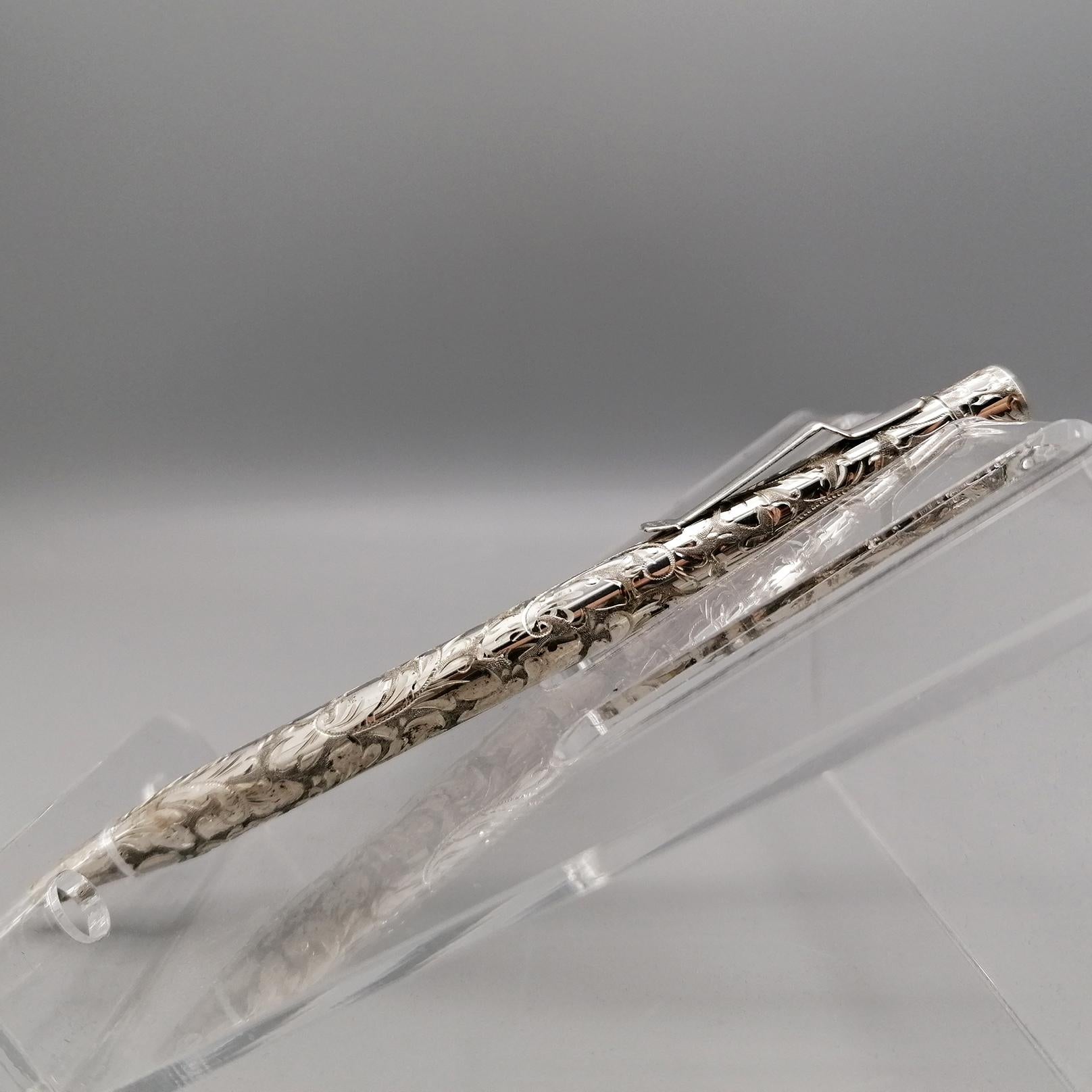 Contemporary 21° Century Italian Sterling Silver Ballpoint Pen For Sale