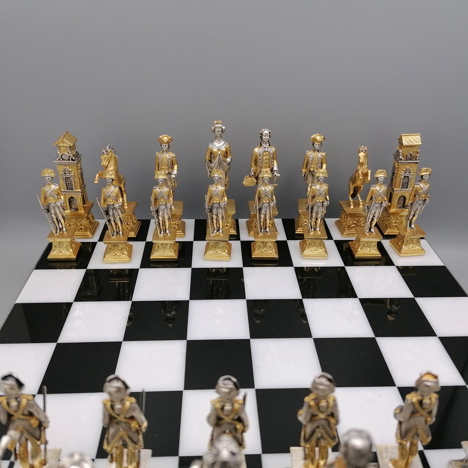 21st ceentury Italian Empire style brass chess board and game For Sale 2