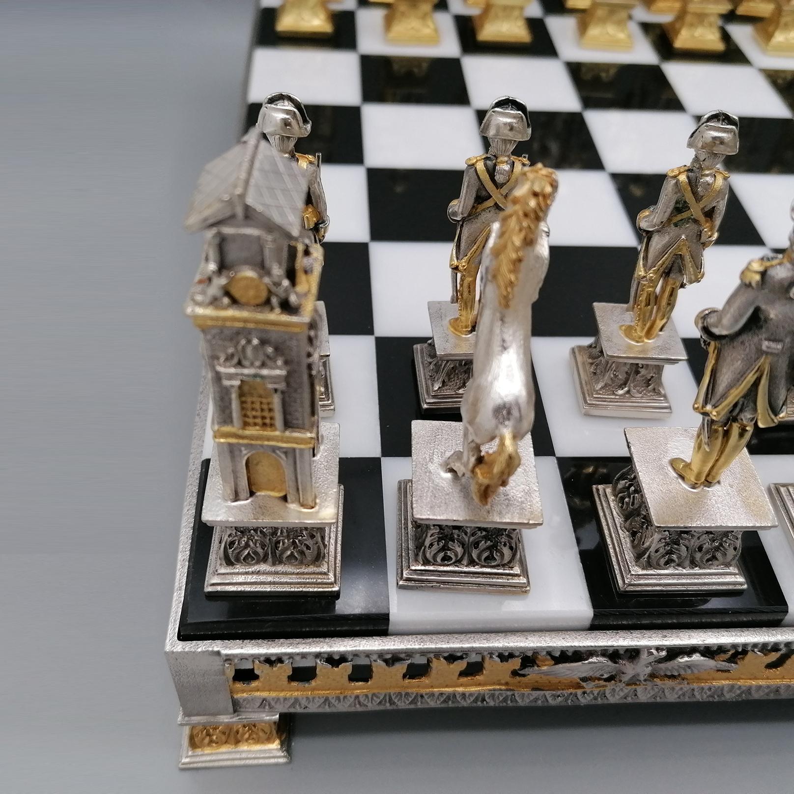 21st ceentury Italian Empire style brass chess board and game For Sale 3