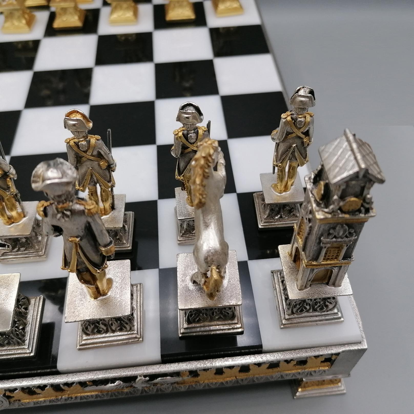 21st ceentury Italian Empire style brass chess board and game For Sale 6