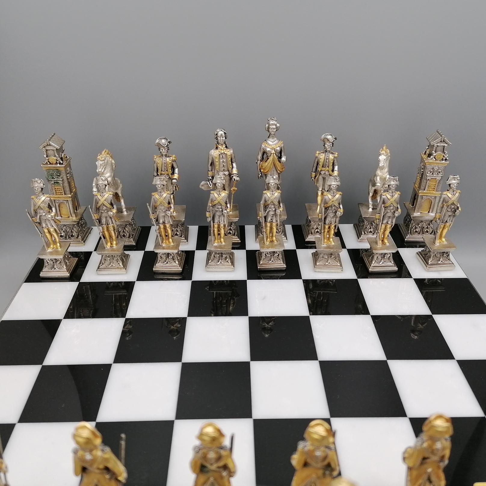 21st ceentury Italian Empire style brass chess board and game For Sale 7