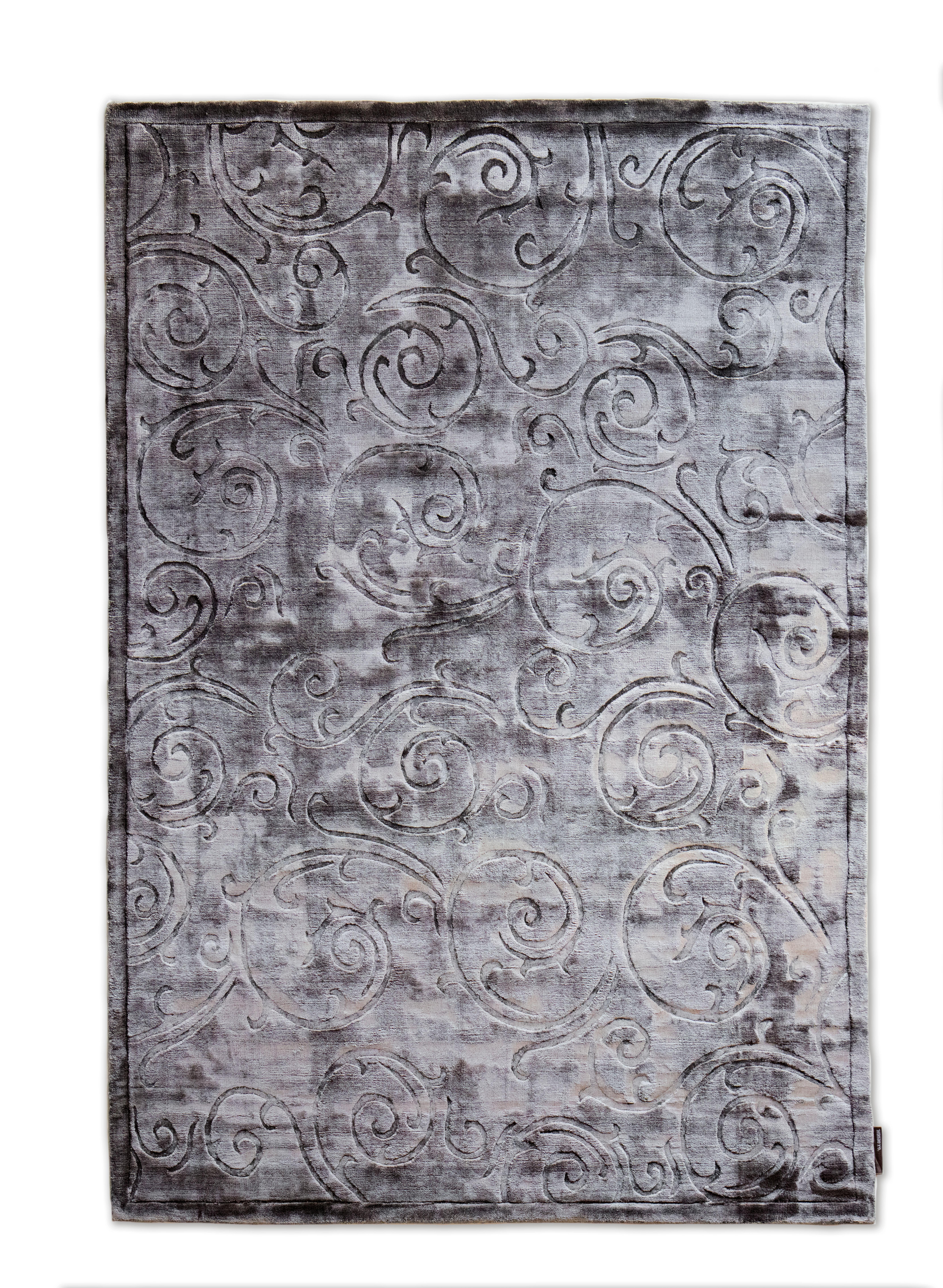 Indiano 21 Cent Soft Grey Floral Drawings Rug di Deanna Comellini In Stock 170x240 cm in vendita