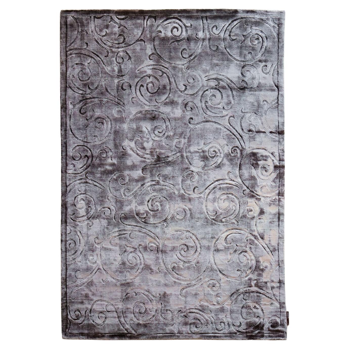 21 Cent Soft Grey Floral Drawings Rug by Deanna Comellini In Stock 170x240 cm For Sale