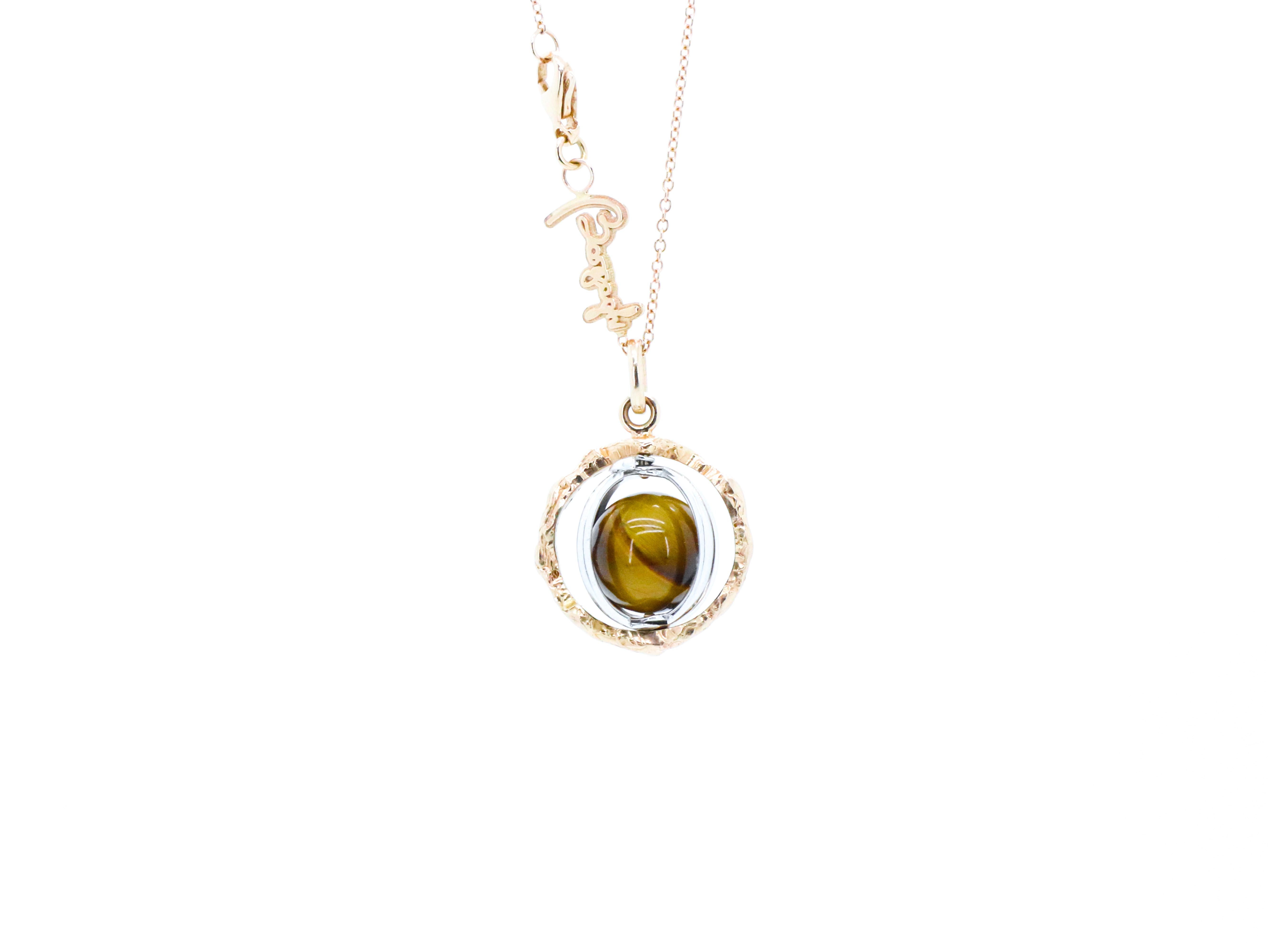 18k Gold Made in Italy Jasper Changeable Gem Revolving Loops Essence Necklace For Sale 8