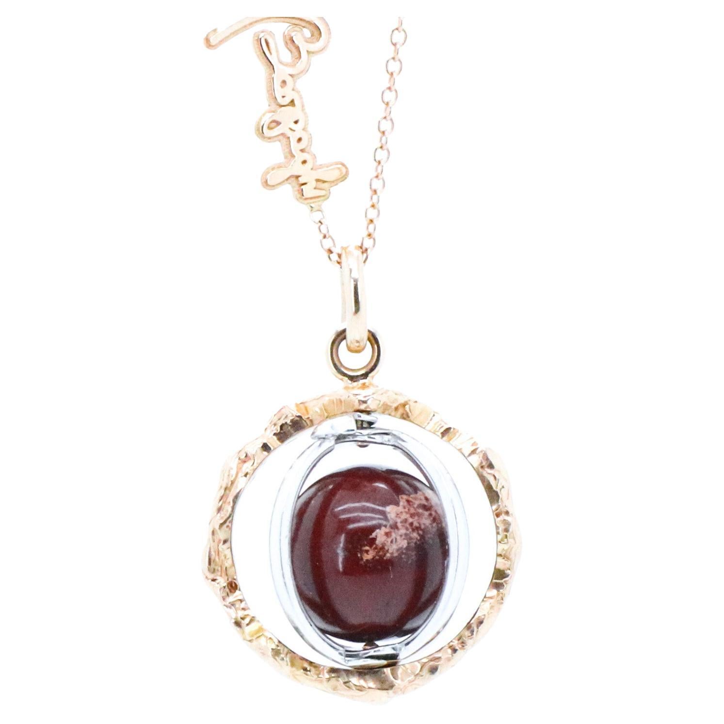 Collana Looping Essence in oro 18 carati Made in Italy con diaspro e gemme mutevoli