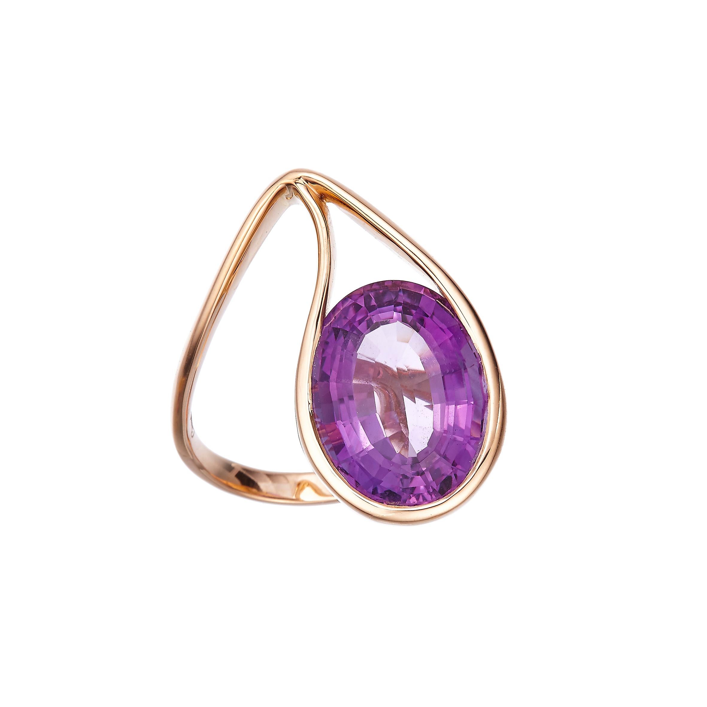 For Sale:  18K Rose Gold Made in Italy Design Innovatively Worn Citrine Cocktail Ring 11