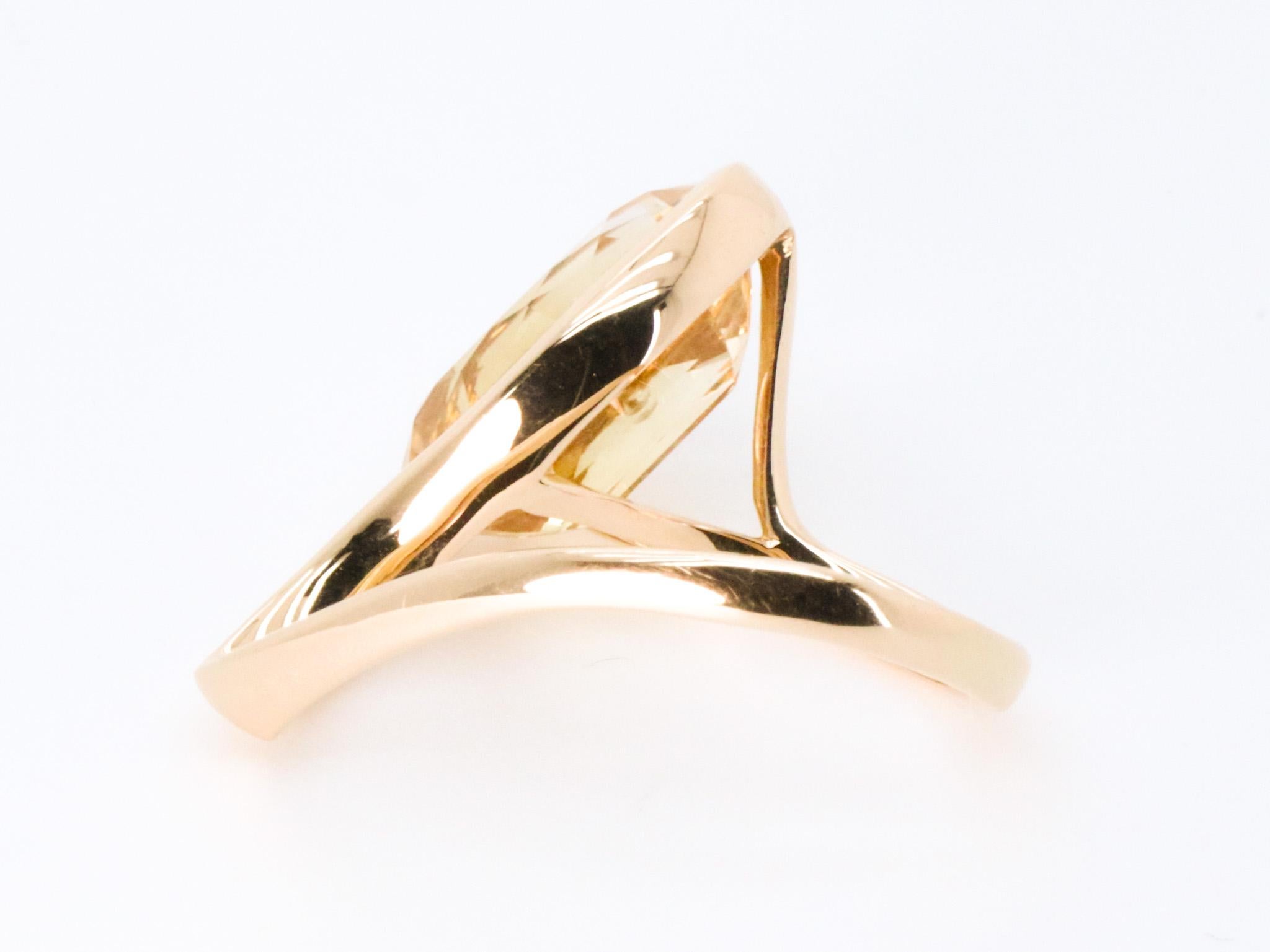 For Sale:  18K Rose Gold Made in Italy Design Innovatively Worn Citrine Cocktail Ring 4