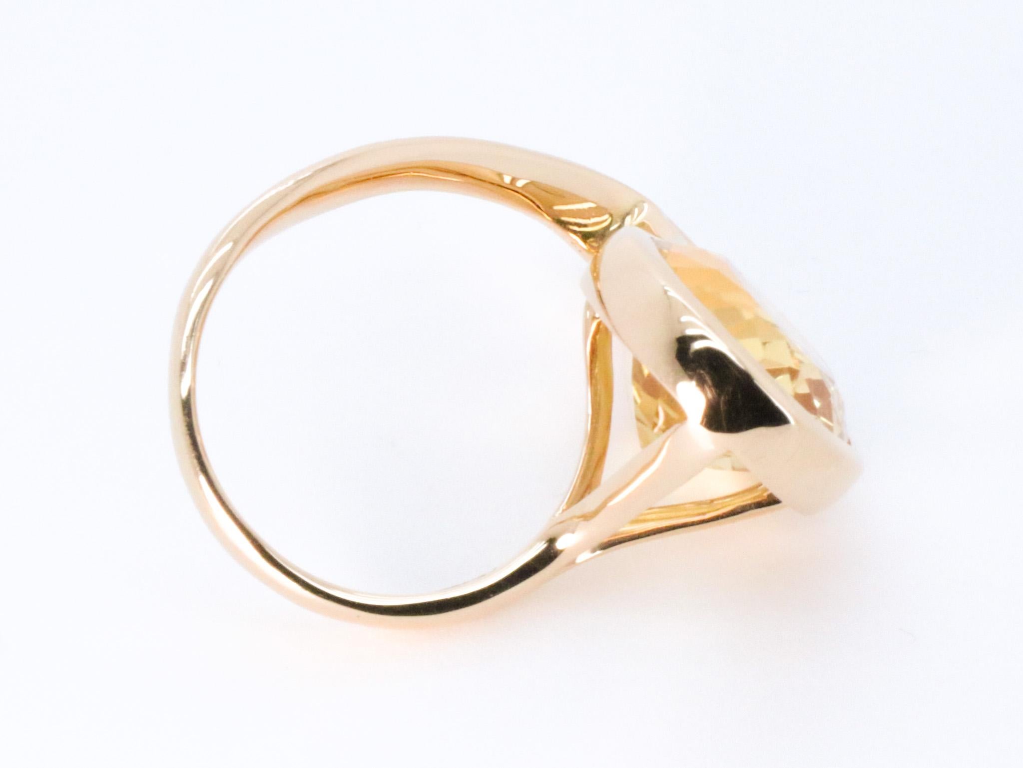 For Sale:  18K Rose Gold Made in Italy Design Innovatively Worn Citrine Cocktail Ring 6