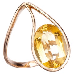 21st Century Beatrice Barzaghi Oval Citrine Rose Gold Fluid Design Cocktail Ring
