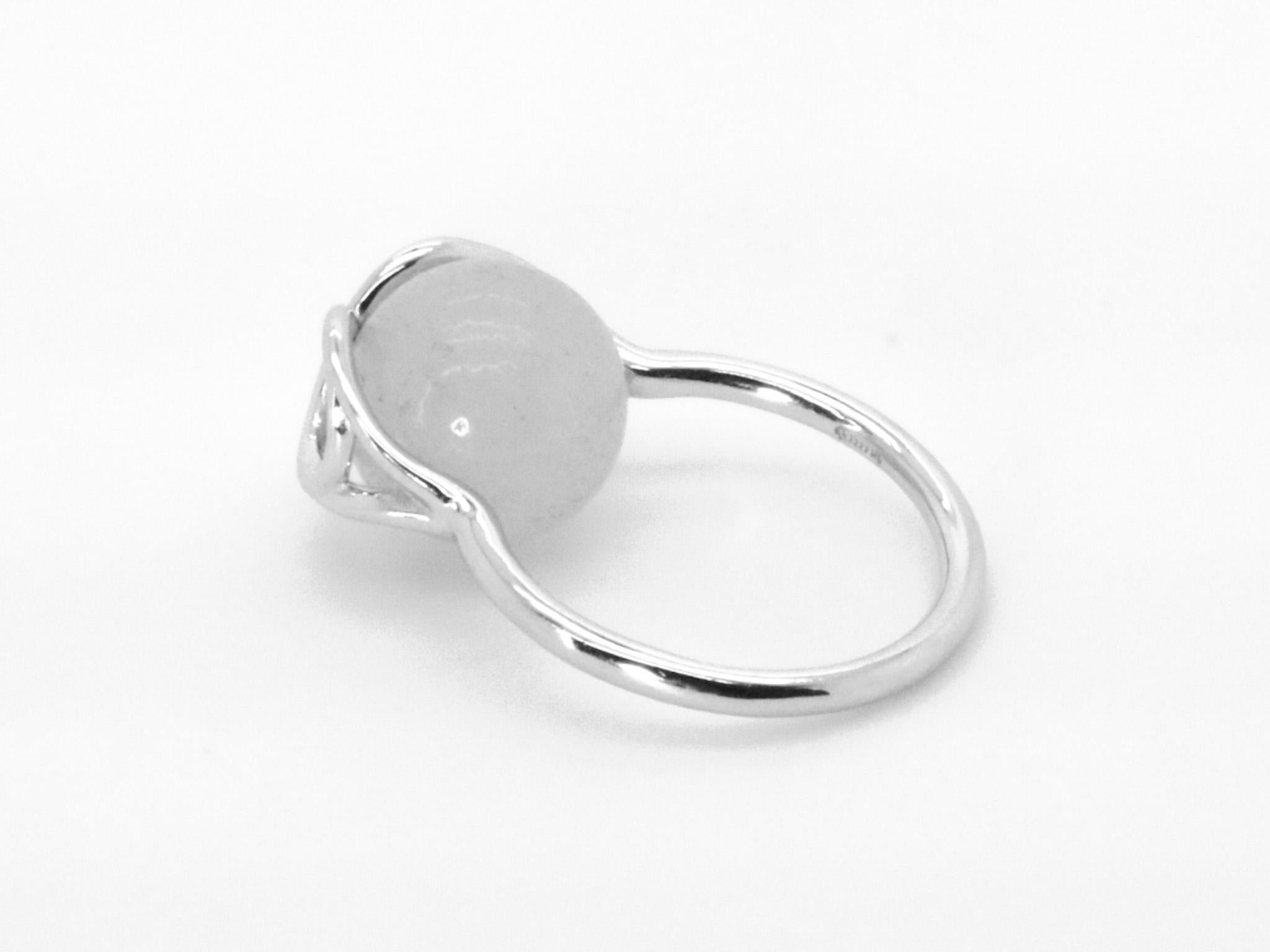 Modern White Jade Infinity Symbol Interchangeable Gems 18K White Gold Cocktail Ring For Sale