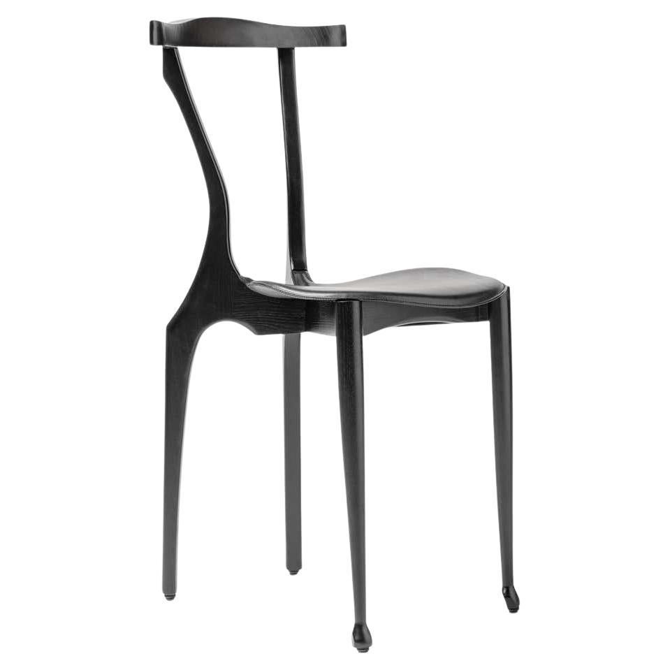 21 Century Black Gaulinetta Chair With Open Pore Lacquered Ash in Black Finish For Sale