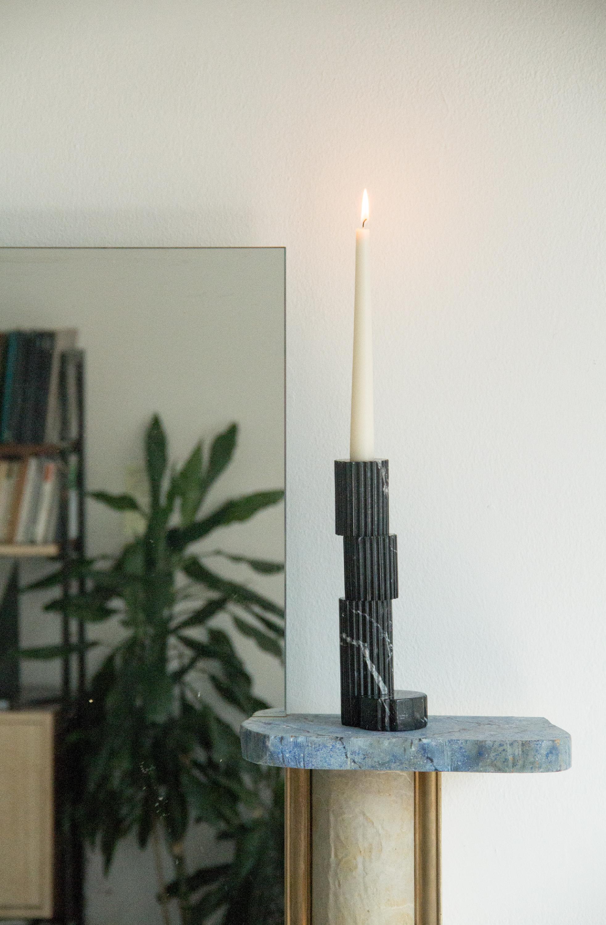 Italian 21 Century Contemporary Marble Candle Holder Handmade in Italy by Ilaria Bianchi For Sale