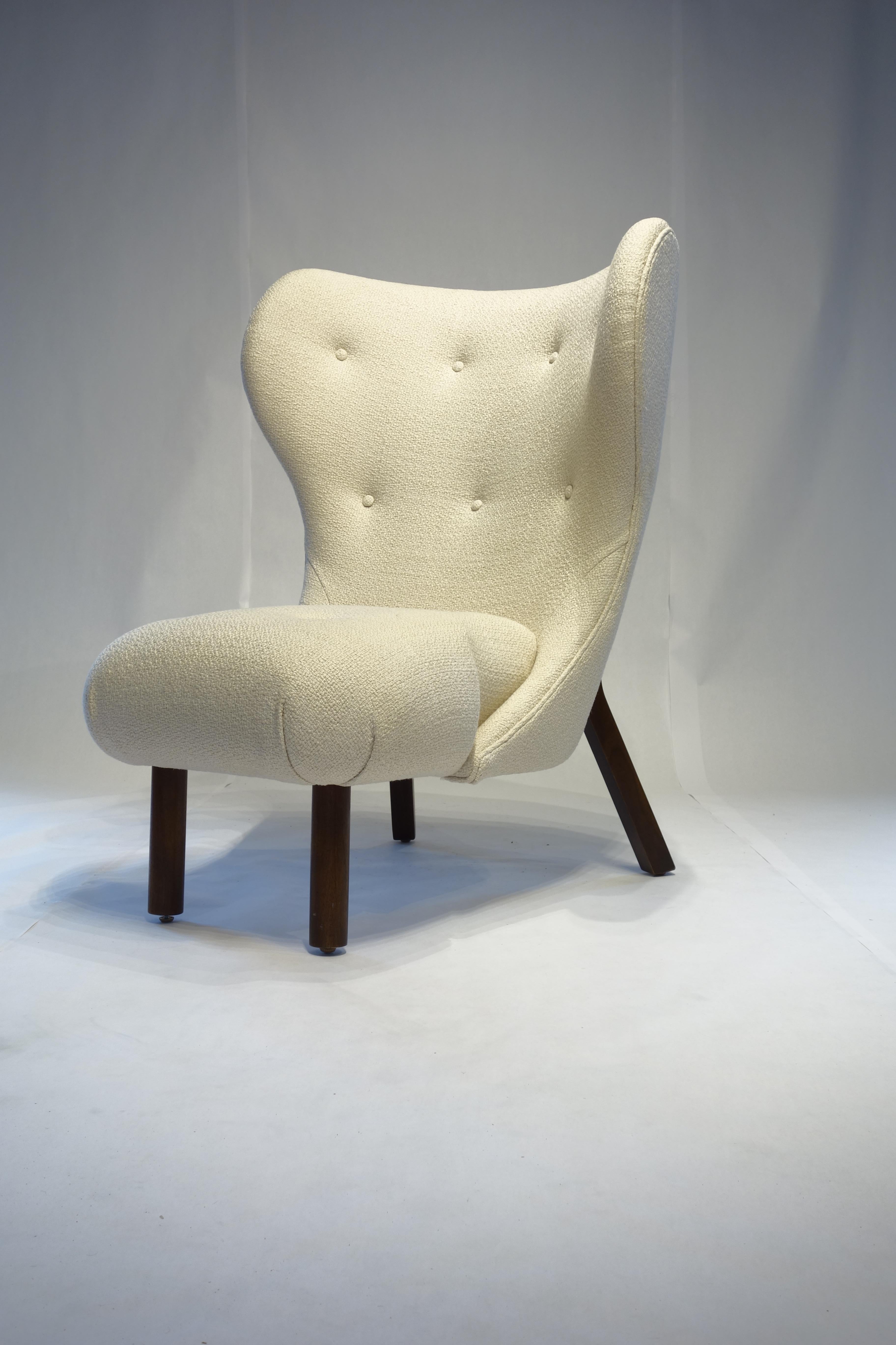 Linen 21 Century Fresh Pond Mod Wing Chair by Michael Del Piero, Made to Order For Sale
