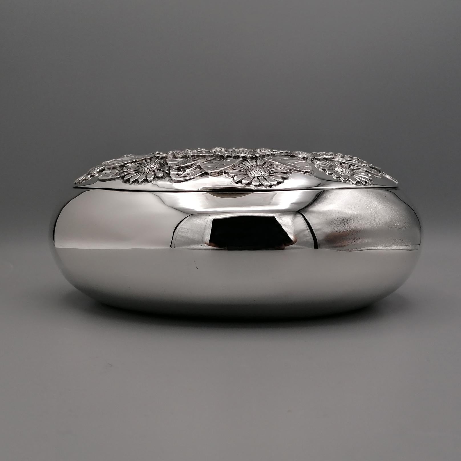 Contemporary 21° Century Italian 800 Solid Silver Decorative Box For Sale