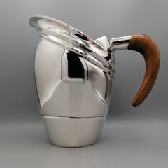 21st Century Italian Art Deco style Sterling Silver Water jug with wood handle