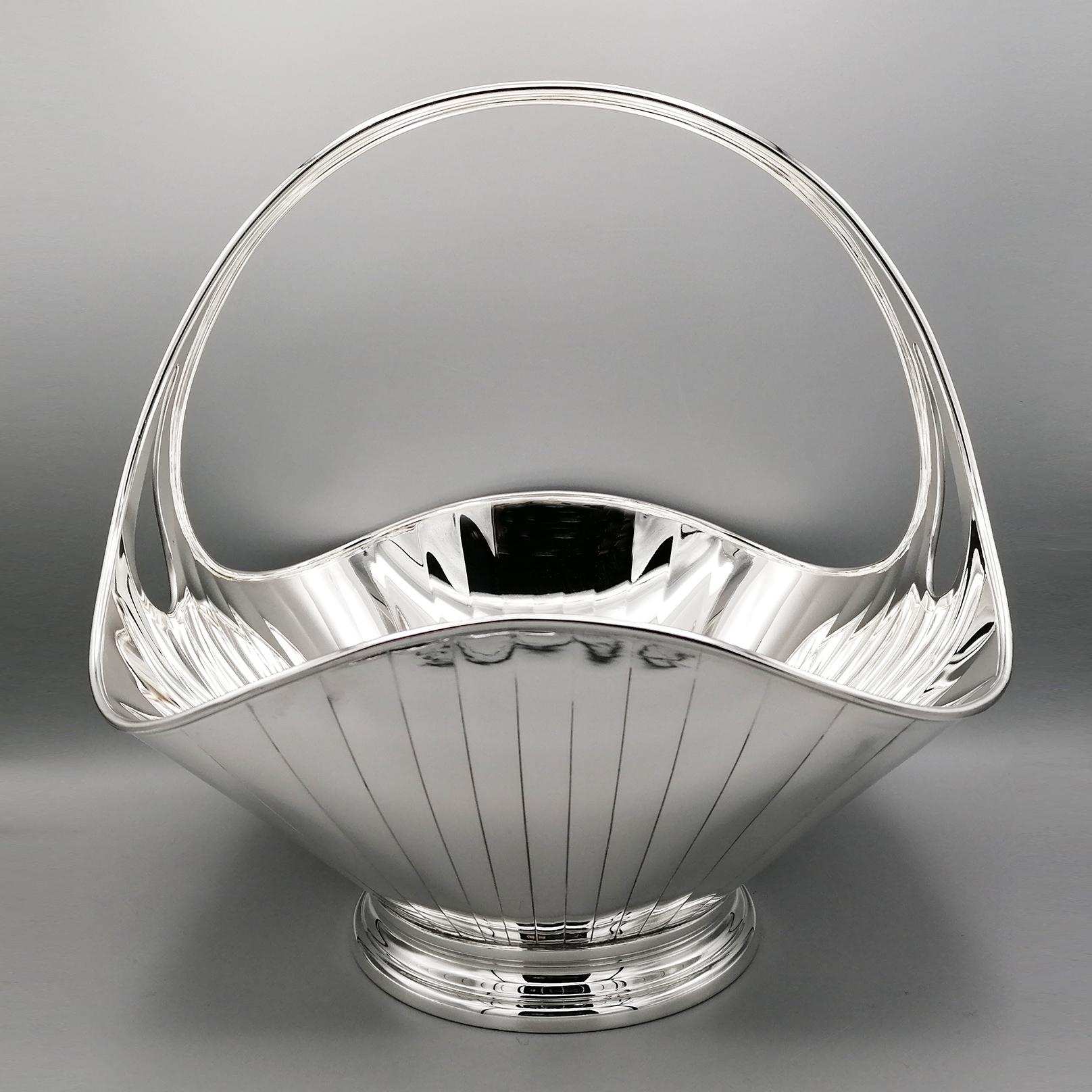 silver basket with handle