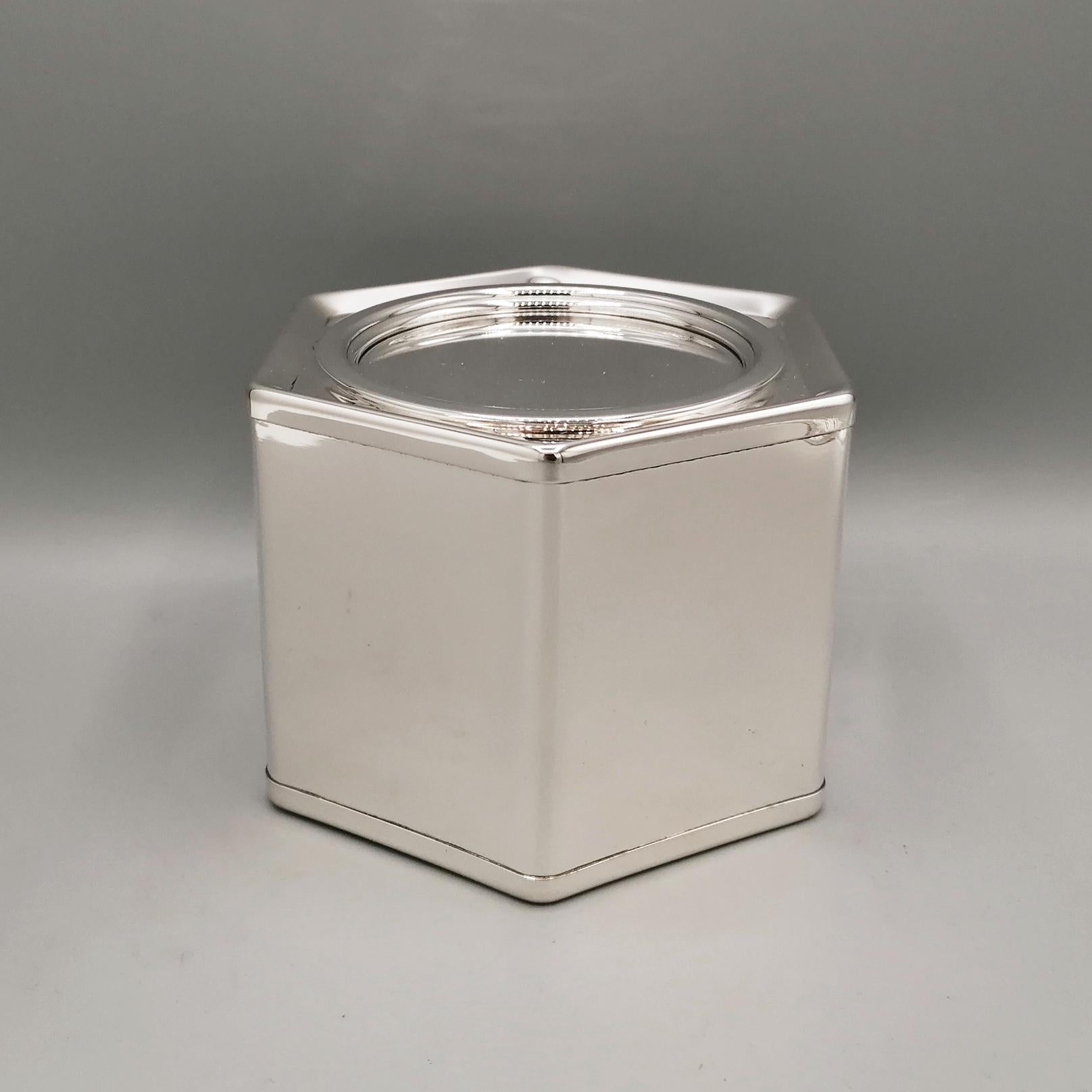 Hand-Crafted 21st century Italian Sterling Silver hexagonal Tea/Candy Box For Sale