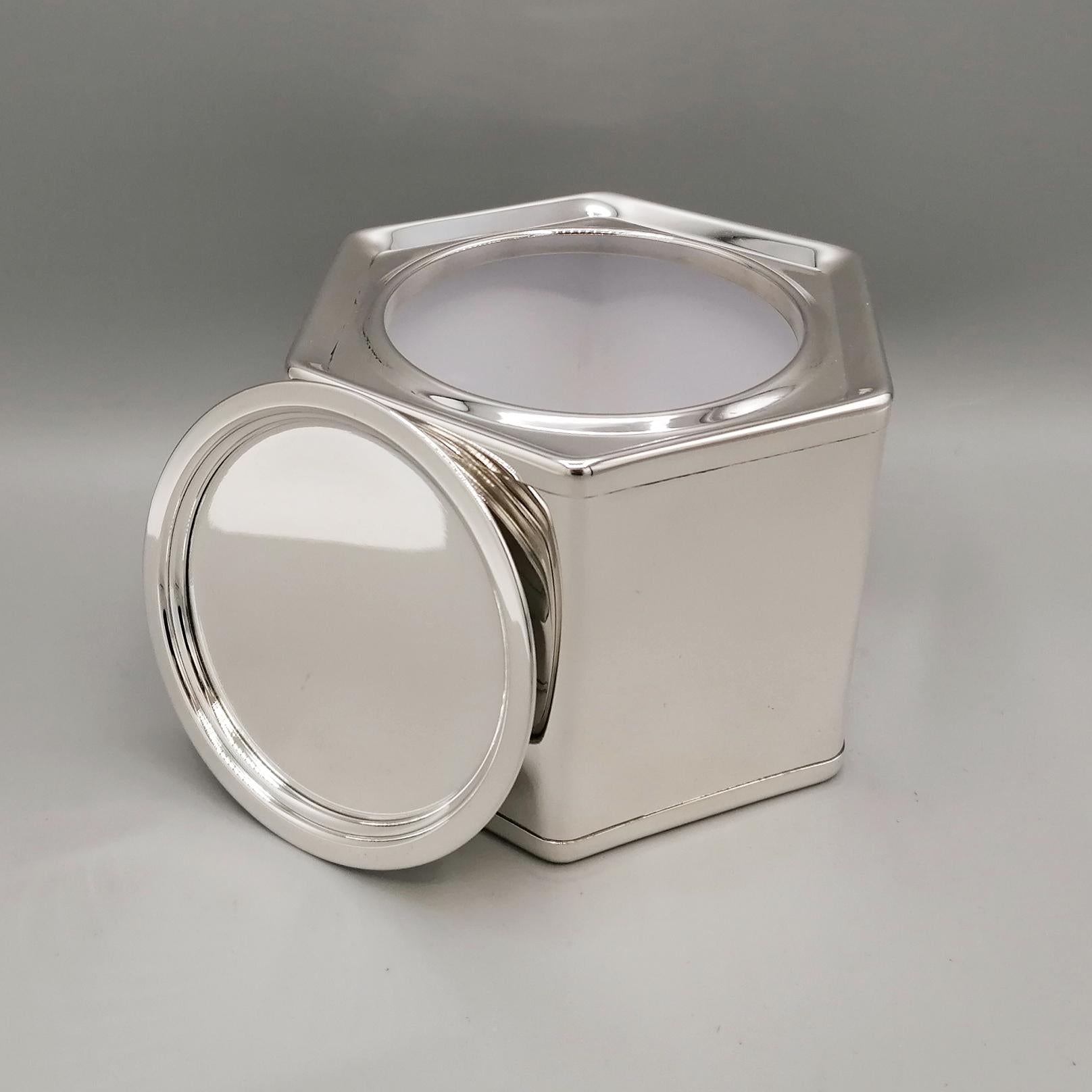 21st century Italian Sterling Silver hexagonal Tea/Candy Box In New Condition For Sale In VALENZA, IT