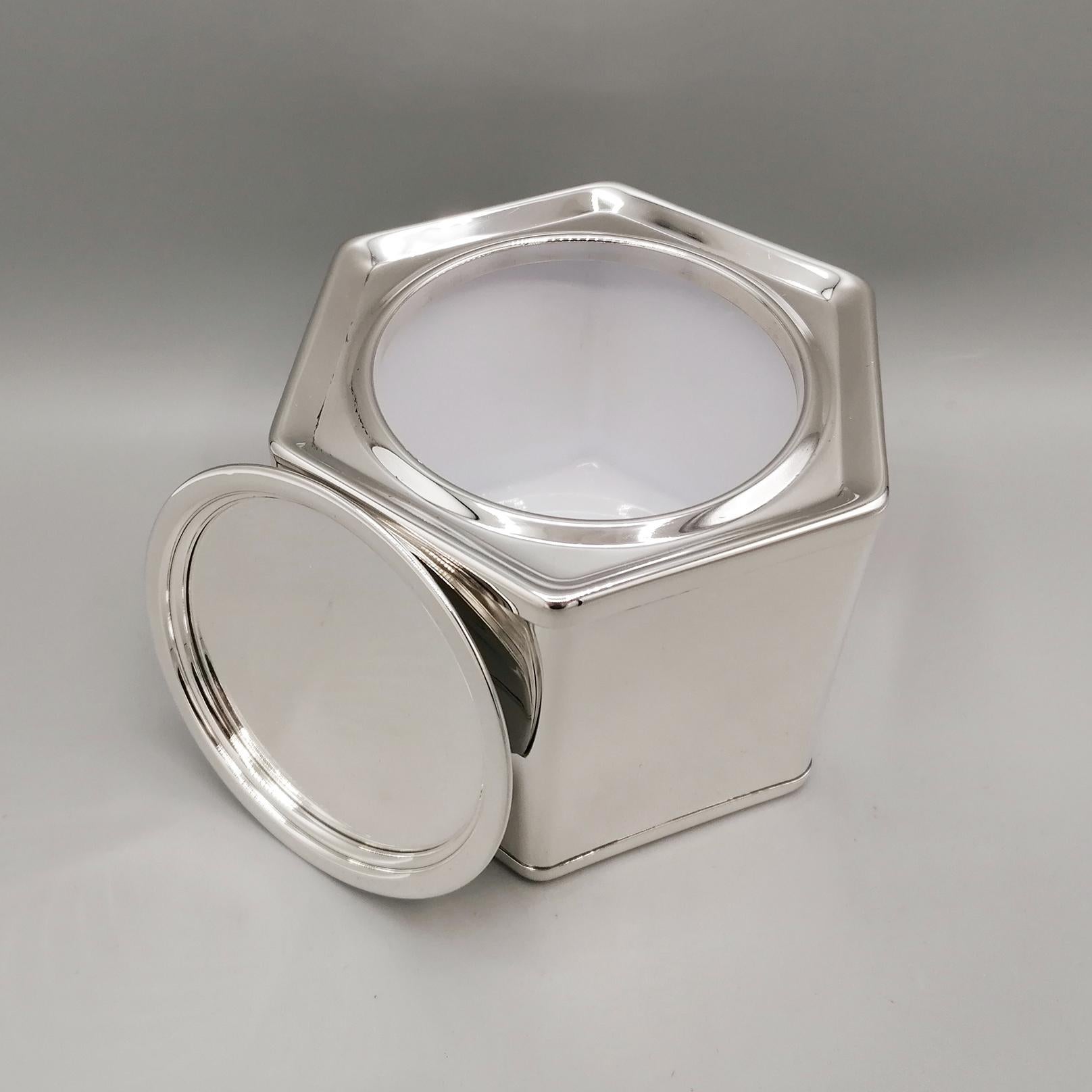 Contemporary 21st century Italian Sterling Silver hexagonal Tea/Candy Box For Sale