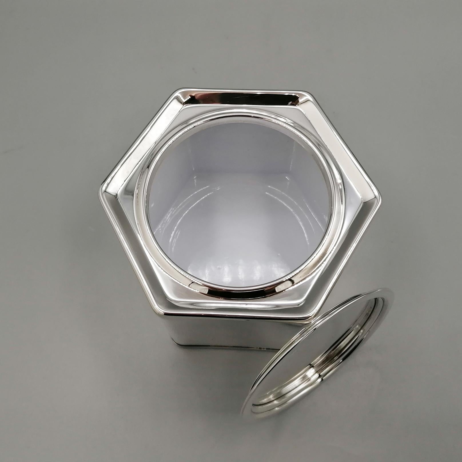 21st century Italian Sterling Silver hexagonal Tea/Candy Box For Sale 2