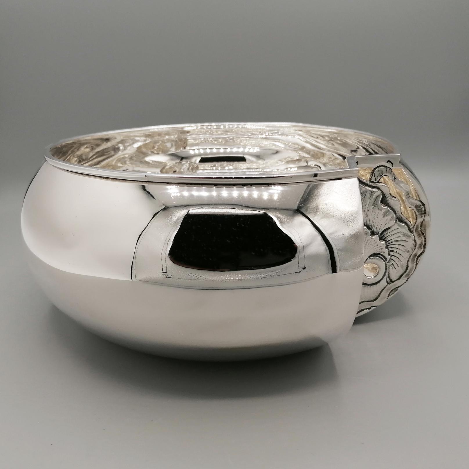 Hand-Crafted 21st Century Italian Sterling Silver Liberty Style Bowl For Sale