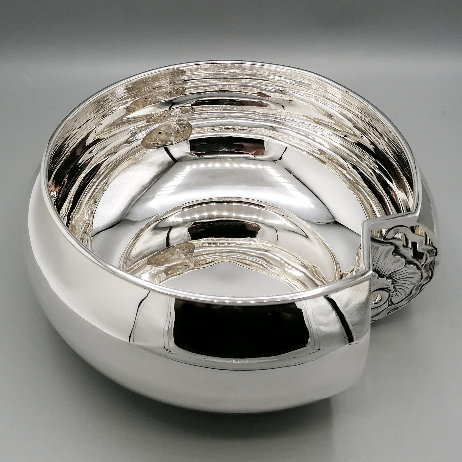 21st Century Italian Sterling Silver Liberty Style Bowl In New Condition For Sale In VALENZA, IT