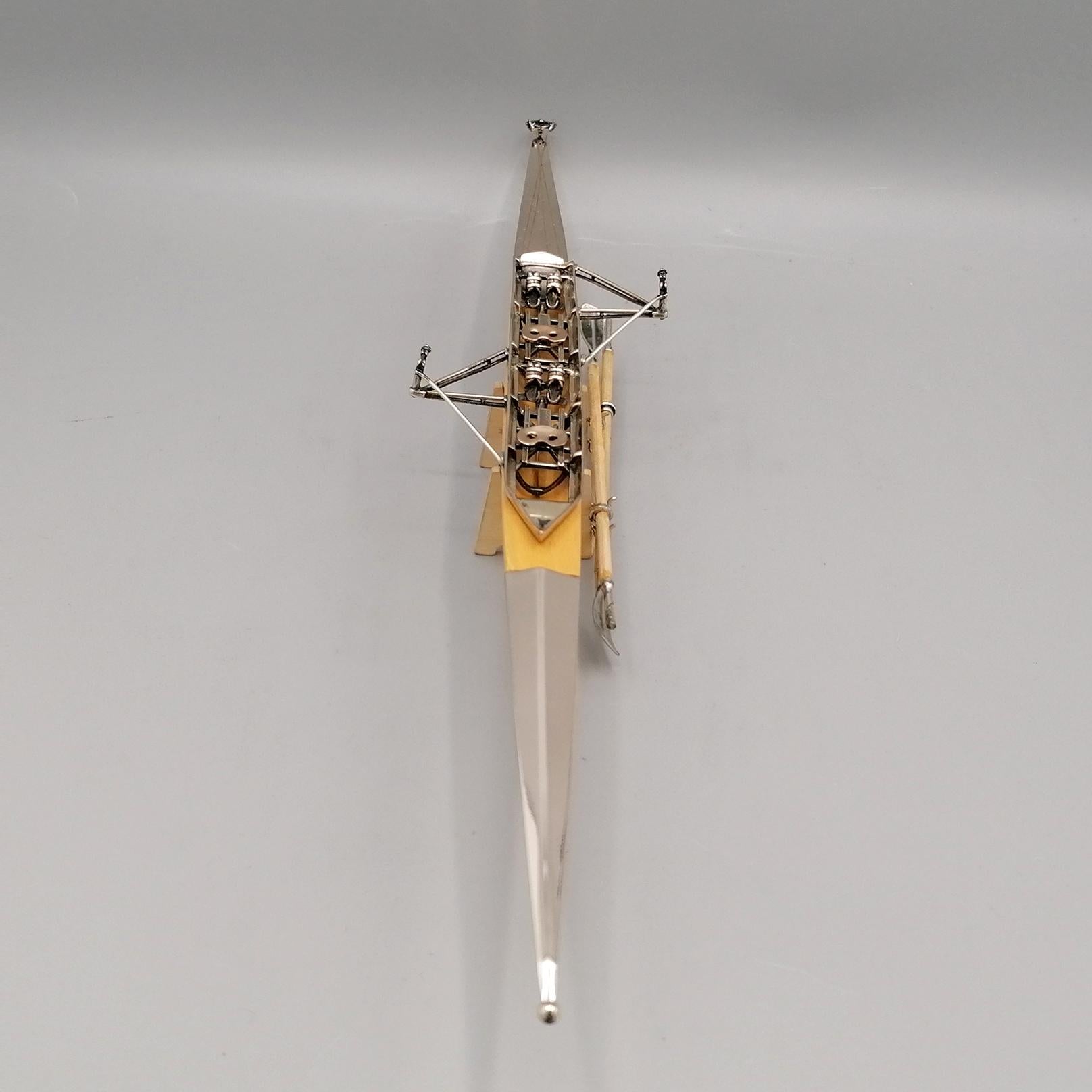 21st century Italian Sterling Silver Wood model of rowing boat 2 - 6