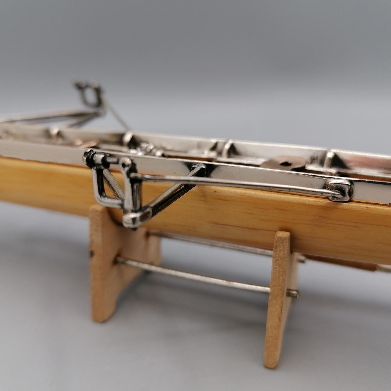 21° century Italian Sterling Silver Wood model of rowing boat 2 - 7