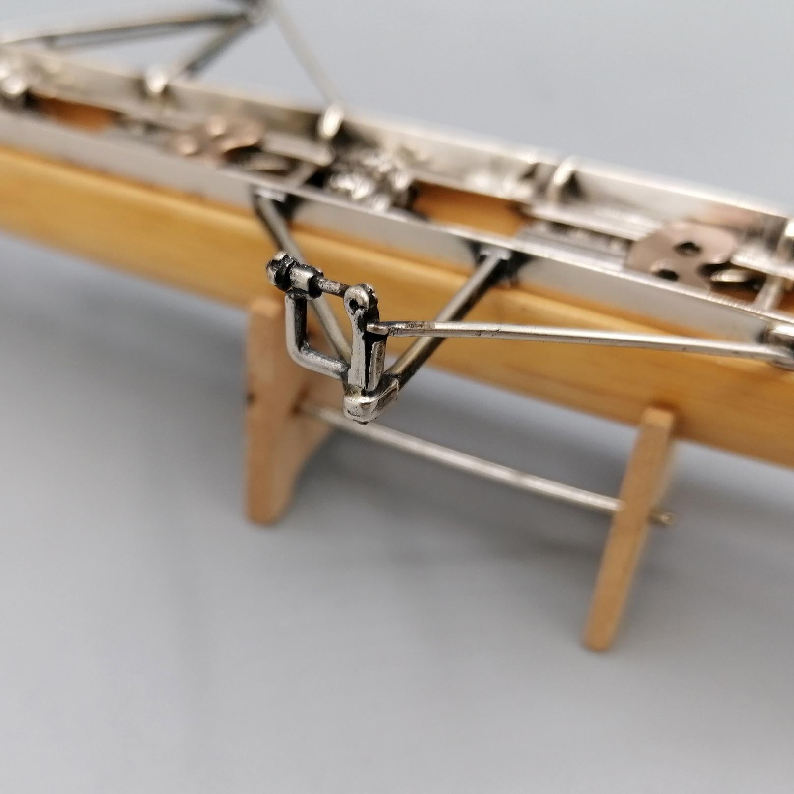 21° century Italian Sterling Silver Wood model of rowing boat 2 - 11