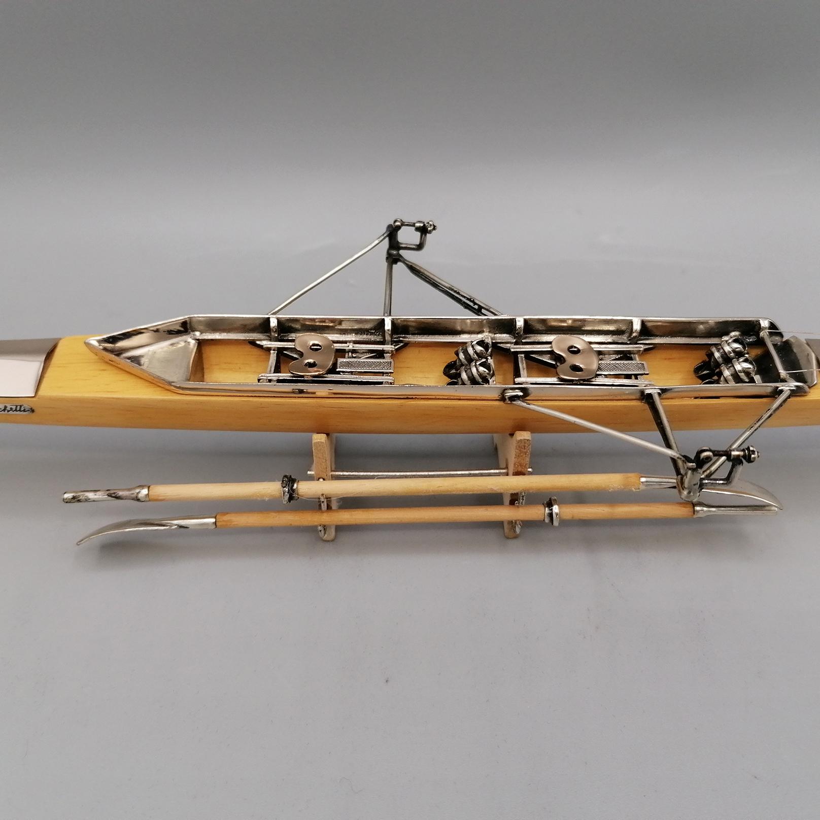 Other 21° century Italian Sterling Silver Wood model of rowing boat 2 -
