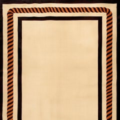 21 Century Modern Beige Rug Contemporary Black & Orange Frame