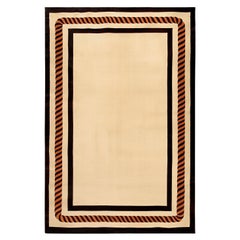 Alfombra Moderna Siglo XXI Beige Marco Contemporáneo Negro y Naranja