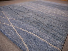 21st Century Modern Tibetan Rug Wool Hand Knotted Blue 6 x 4 ft