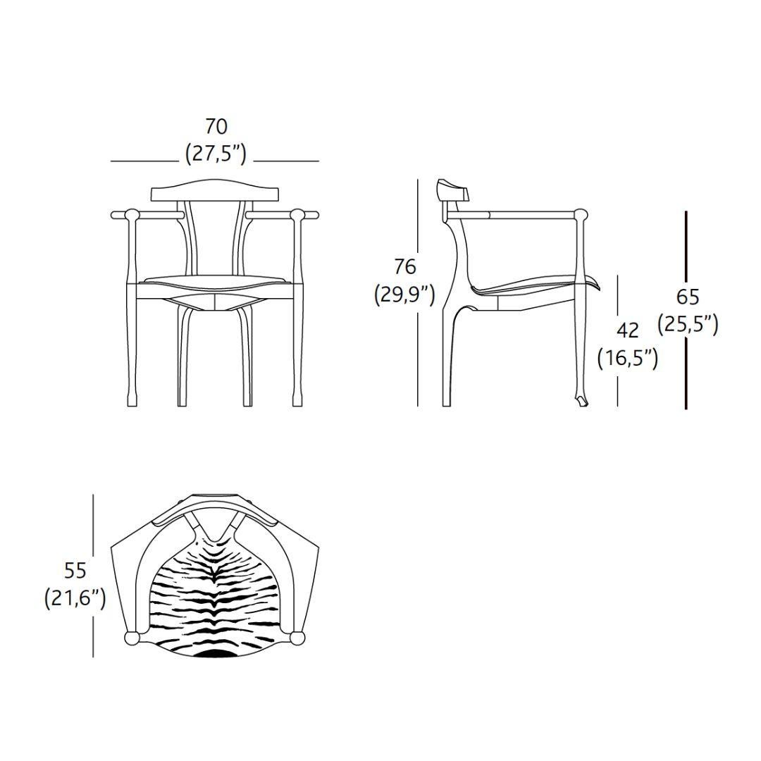 Handbemalter Tiger Gaulino Easy Sessel aus Eschenholz, limitierte Auflage von 50 Stück im Angebot 3