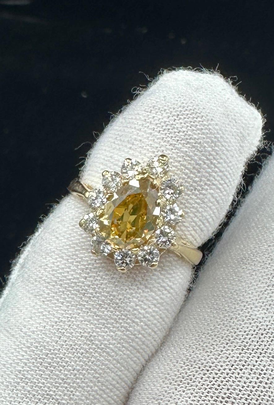 2,1 CT Fancy Yellow Diamond Wedding Engagement Cocktail Ring Forma a pera in oro 14K in vendita 4