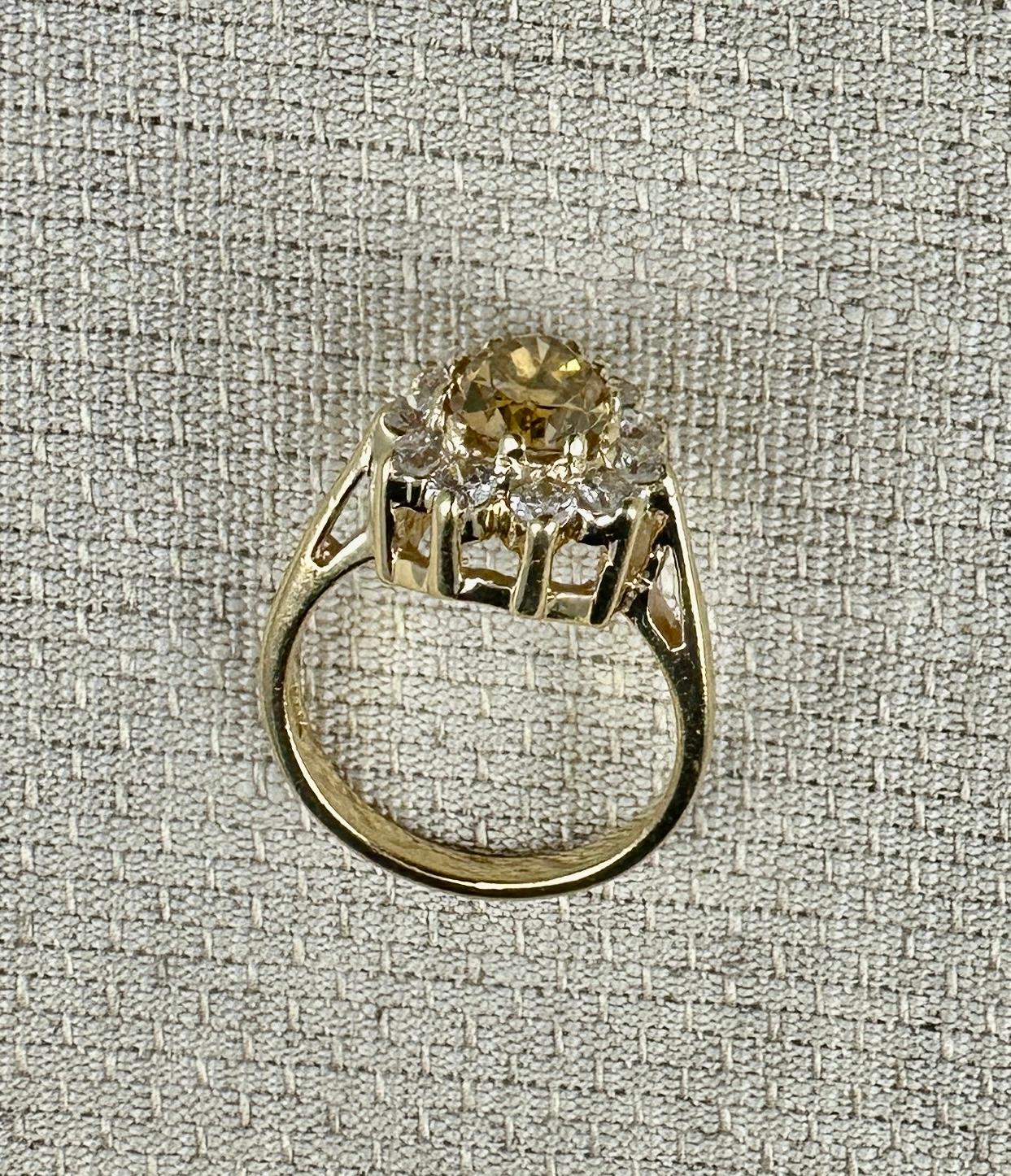 2,1 CT Fancy Yellow Diamond Wedding Engagement Cocktail Ring Forma a pera in oro 14K in vendita 7
