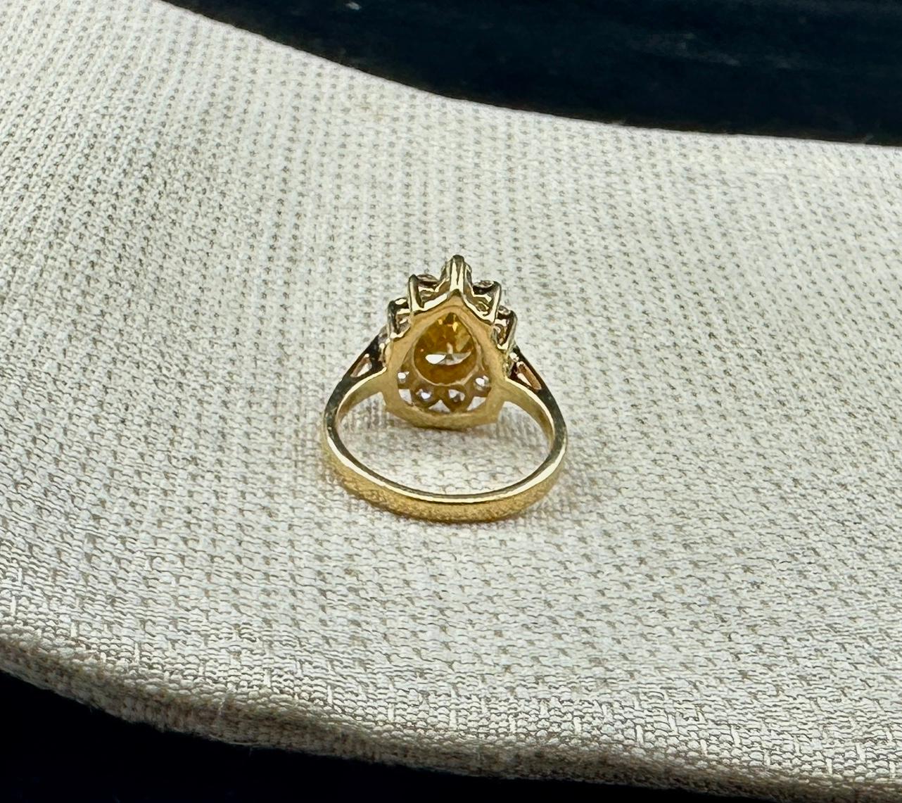 2,1 CT Fancy Yellow Diamond Wedding Engagement Cocktail Ring Forma a pera in oro 14K in vendita 8