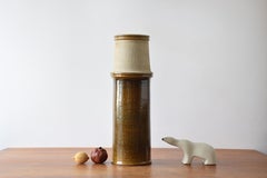 Danish Kähler HAK Floor Vase Amber Yellow Glaze, Signed SLHK, Ceramic 1970s