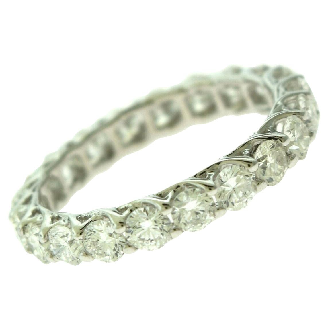 21 Diamond Full Eternity Band Engagement Everyday Ring in White Gold For Sale