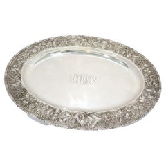 Sterling Silver S. Kirk & Son Antique Floral Repousse Oval Platter