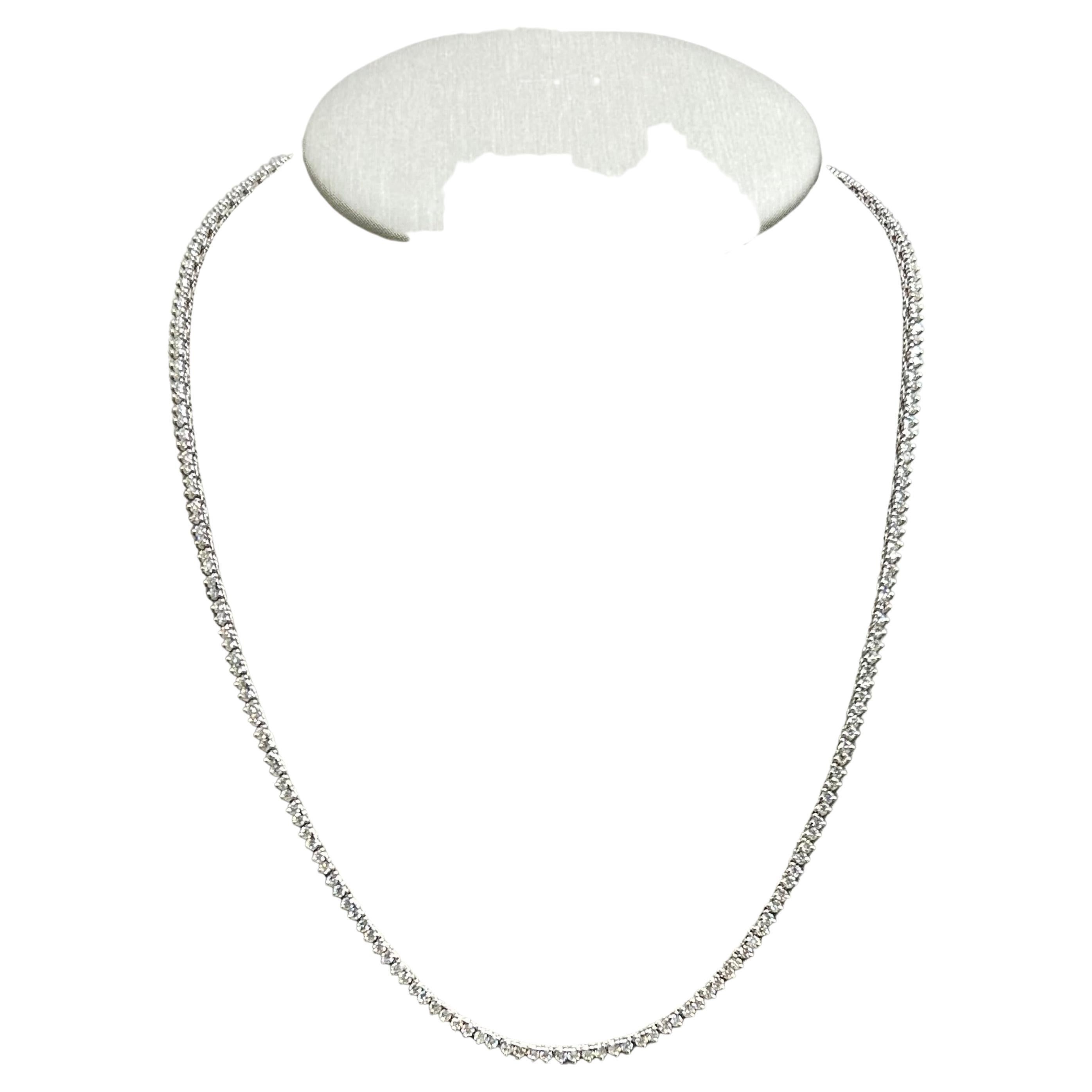 21 Inch Diamond Tennis Necklace In White Gold , 4 , 6 TCW For Sale