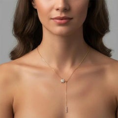21 inch Flower Shape 14K (or 18k upon request) Yellow Gold Diamond Necklace