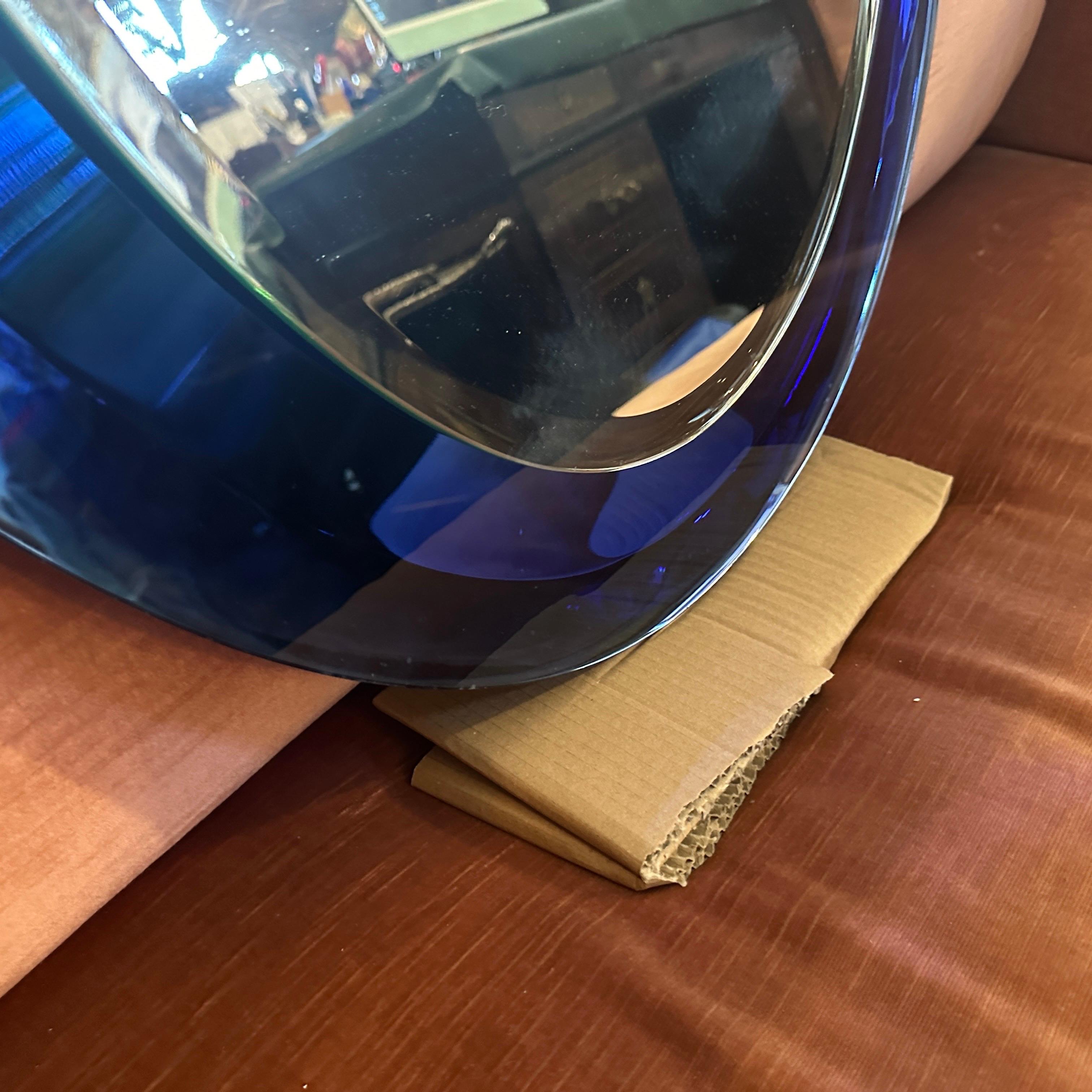 21 January 1971 Space Age Blue Italian Oval Wall Mirror by Metalvetro Siena 11