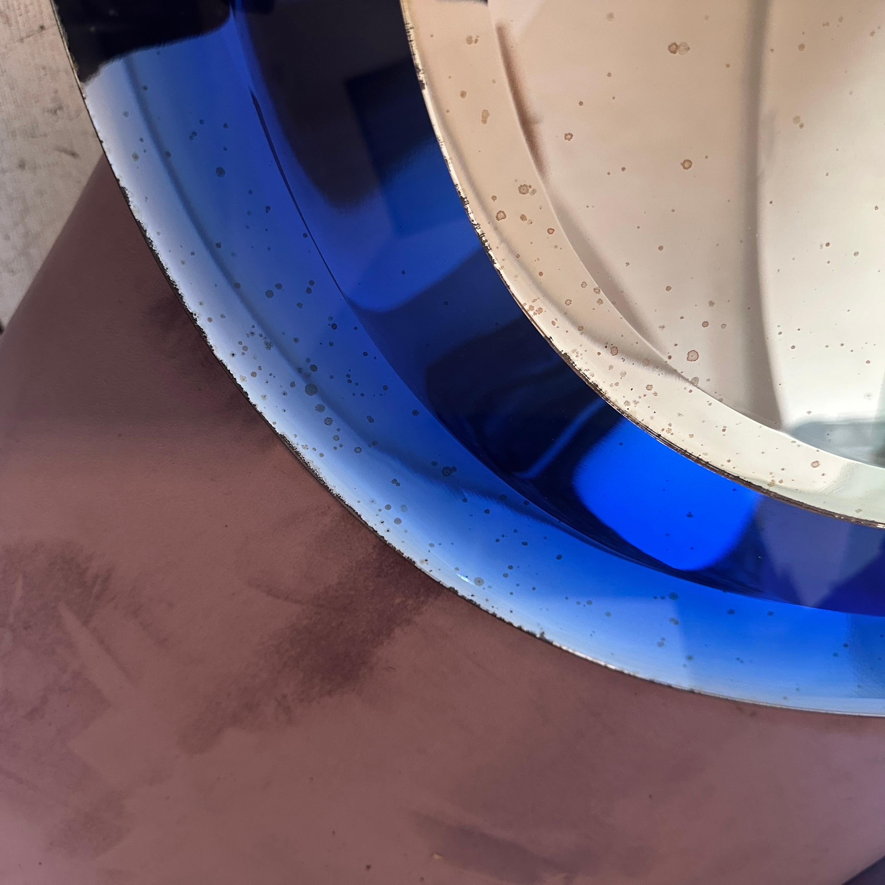21 January 1971 Space Age Blue Italian Oval Wall Mirror by Metalvetro Siena 14