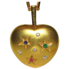 21 Karat and 18 Karat Gold Vintage Heart Necklace