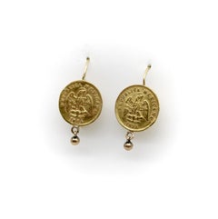 21 Karat Gold Mexican Peso Earrings From the Turn of the 20th Century