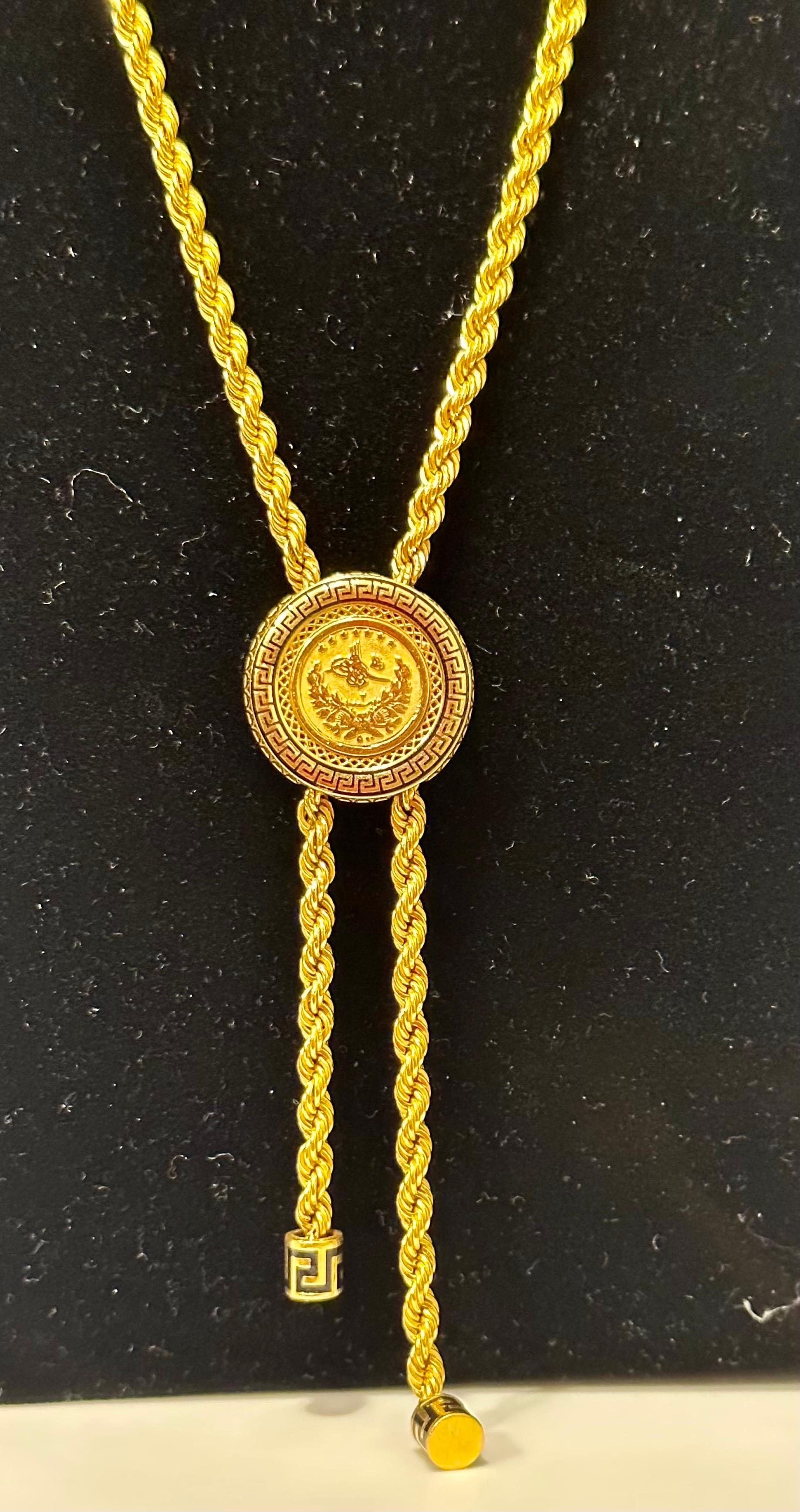 21 Karat Yellow Gold Coin Vintage Necklace with Hanging 6