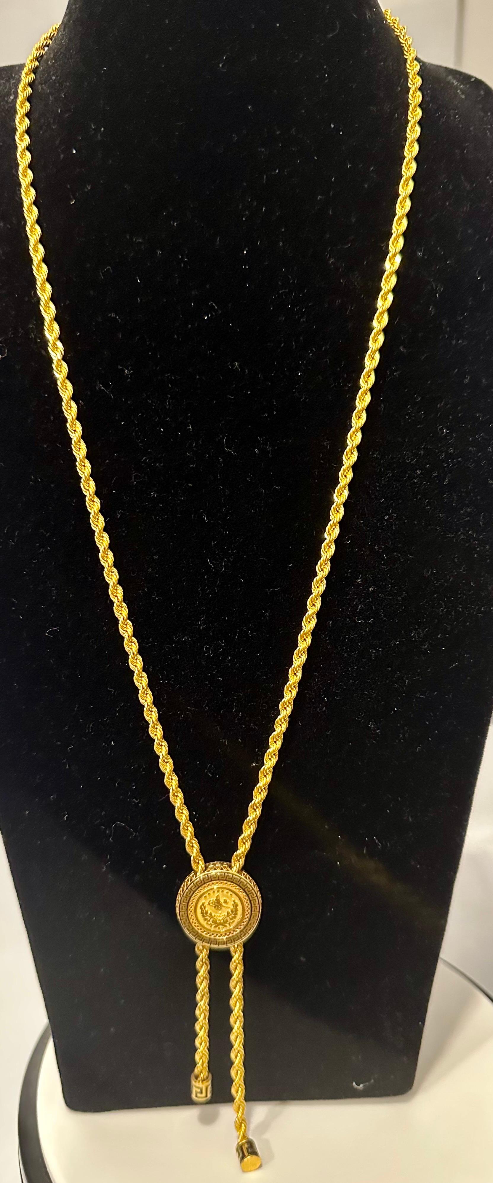 21 Karat Yellow Gold Coin Vintage Necklace with Hanging 7