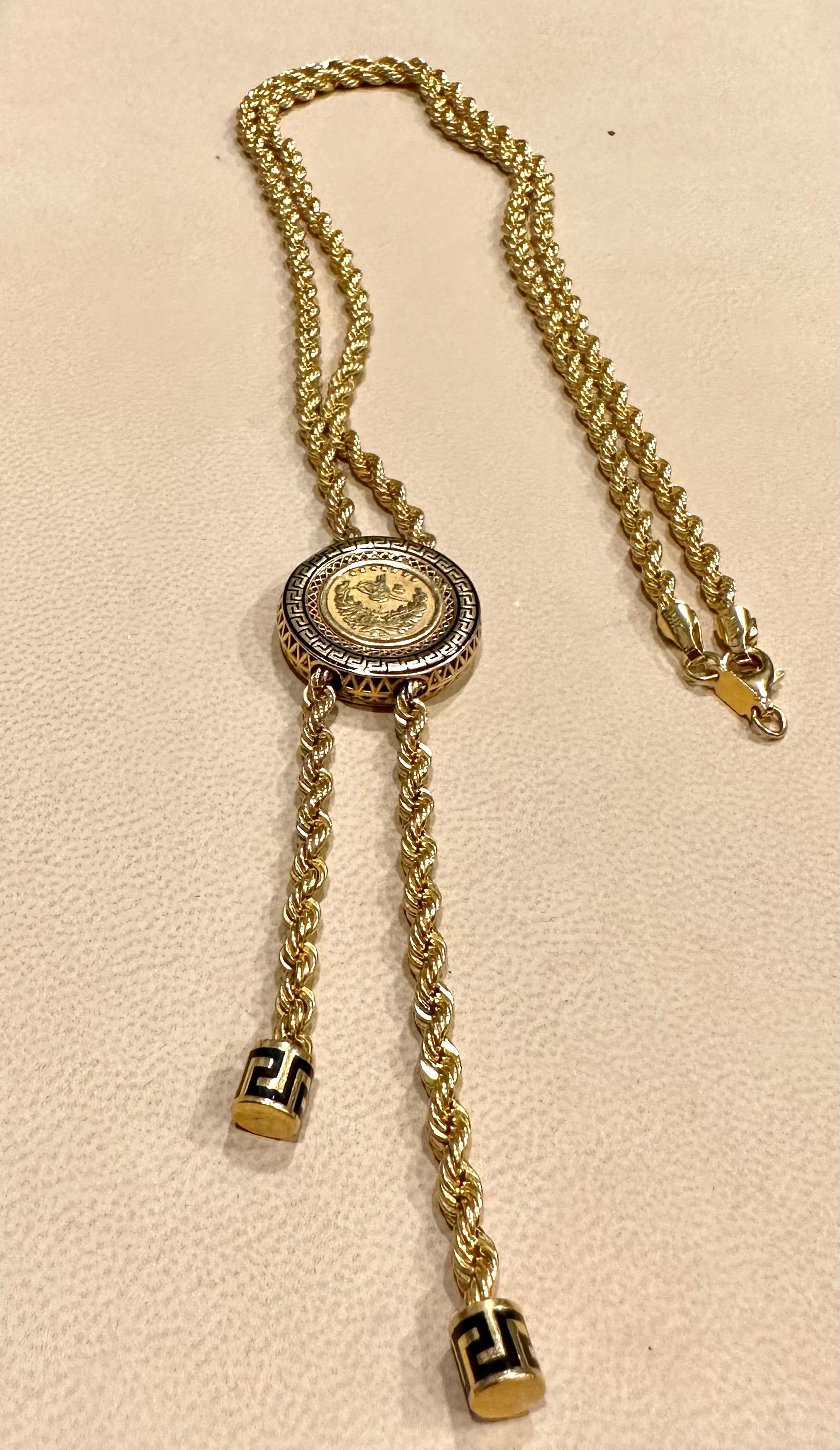 Women's 21 Karat Yellow Gold Coin Vintage Necklace with Hanging