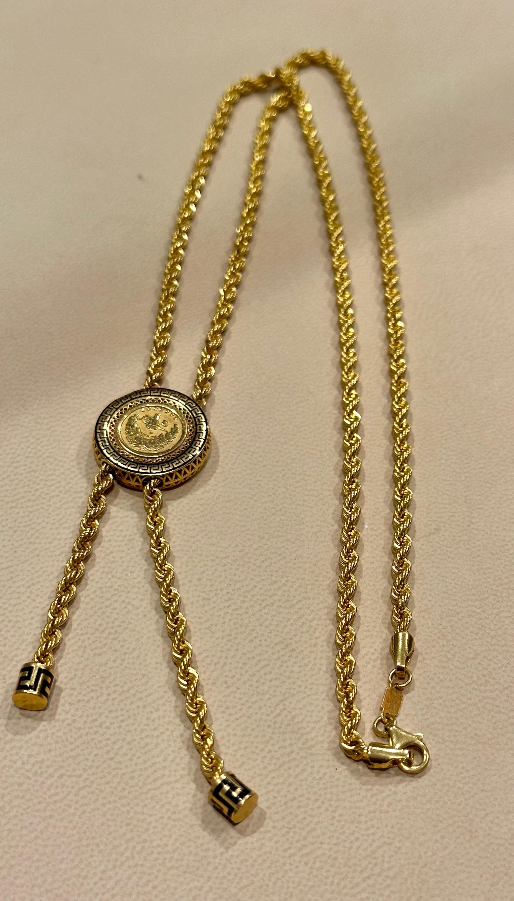 21 Karat Yellow Gold Coin Vintage Necklace with Hanging 2